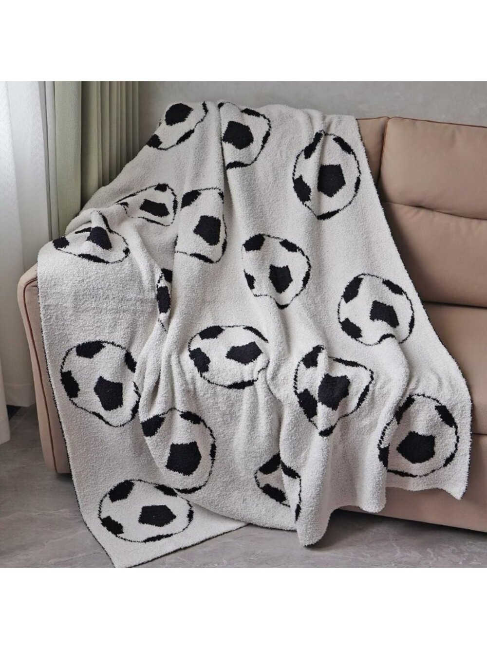 Lightweight Reversible Soccer Blanket for Kids & Teens - Soft Fleece Throw